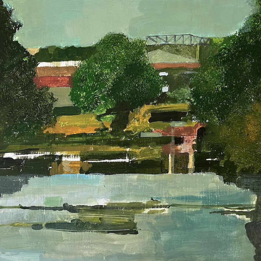 Across the Lake towards Glyndebourne House and the Auditorium 28.6.24 by Julian Sutherland-Beatson