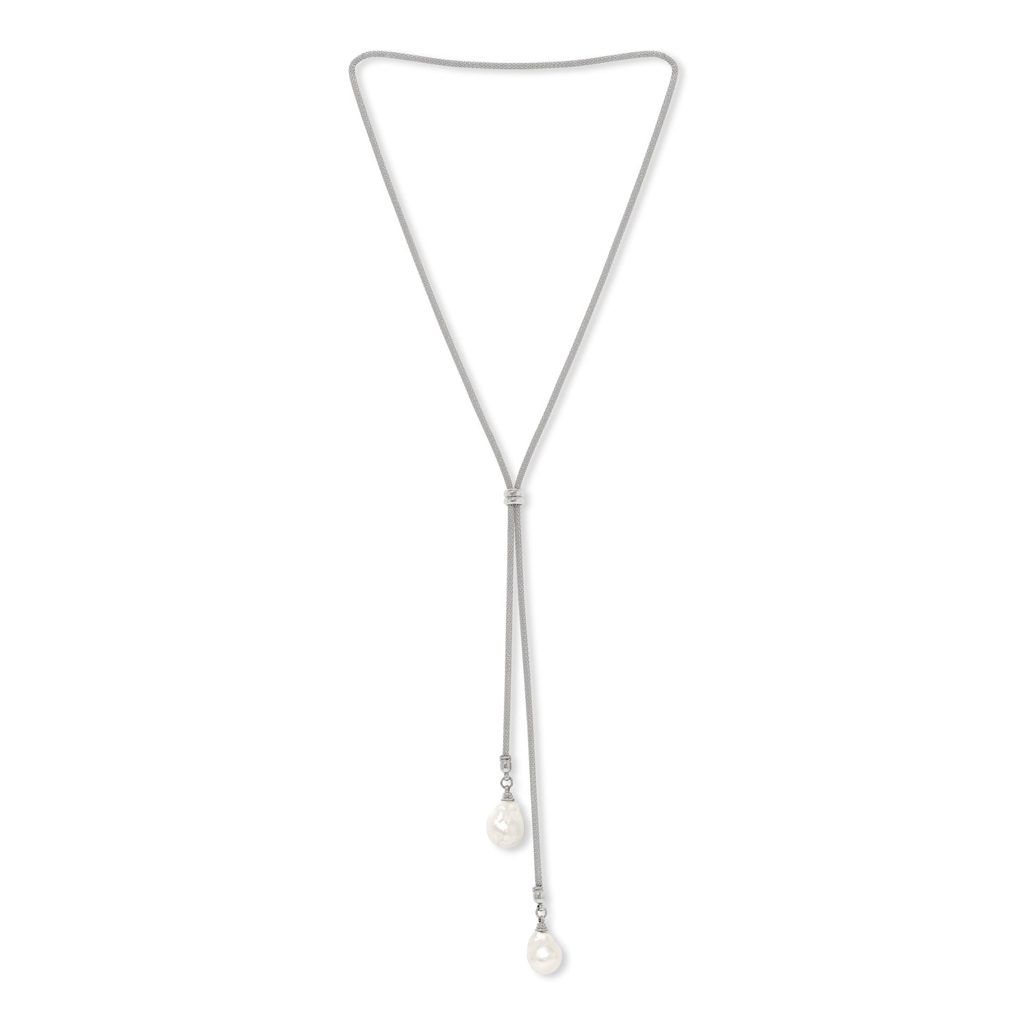 Mesh Lariat Pearl Necklace