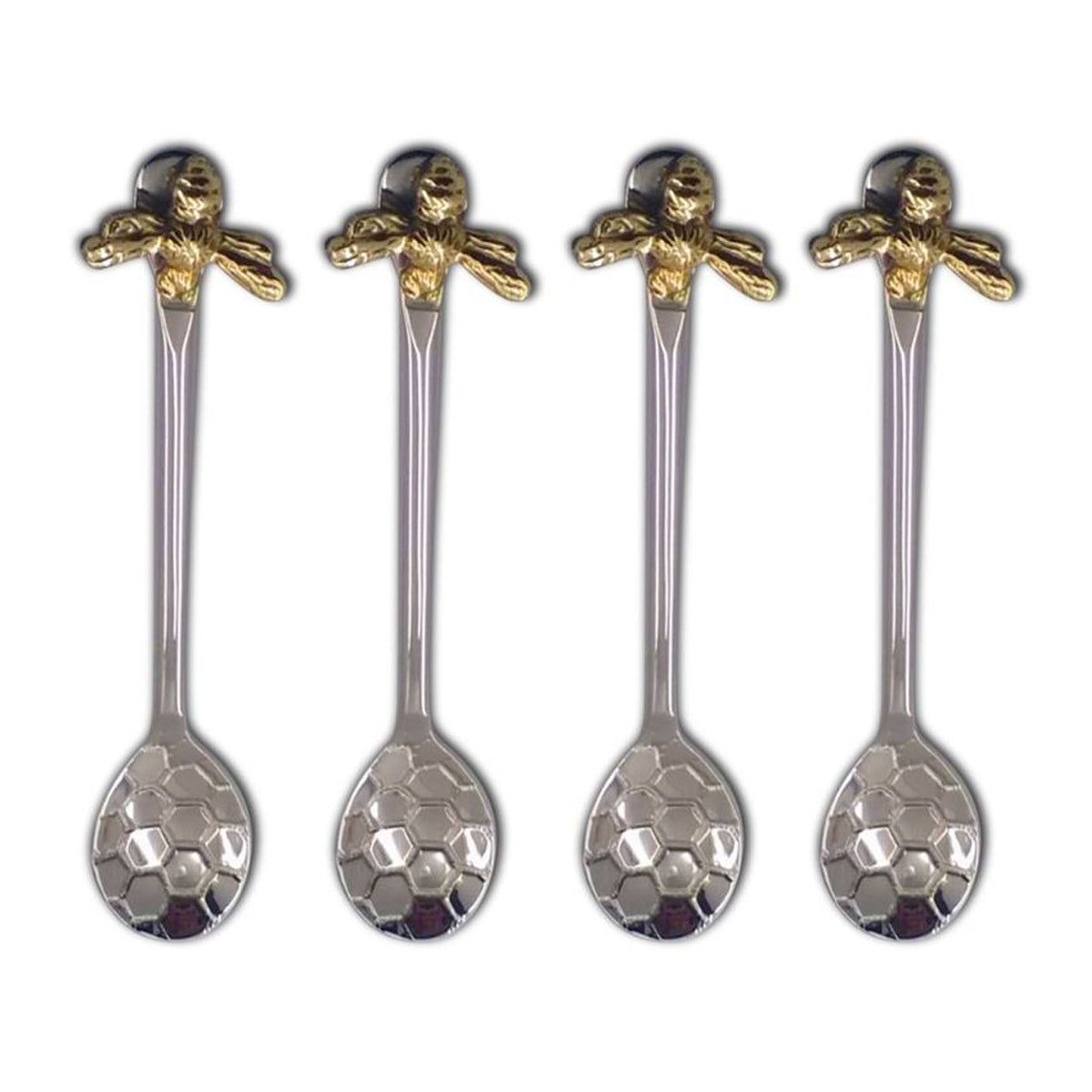 Set of Four Bee Honeycomb Coffee Spoons