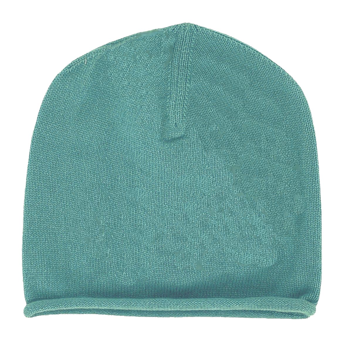 Blue Cashmere Knitted Roll Hat