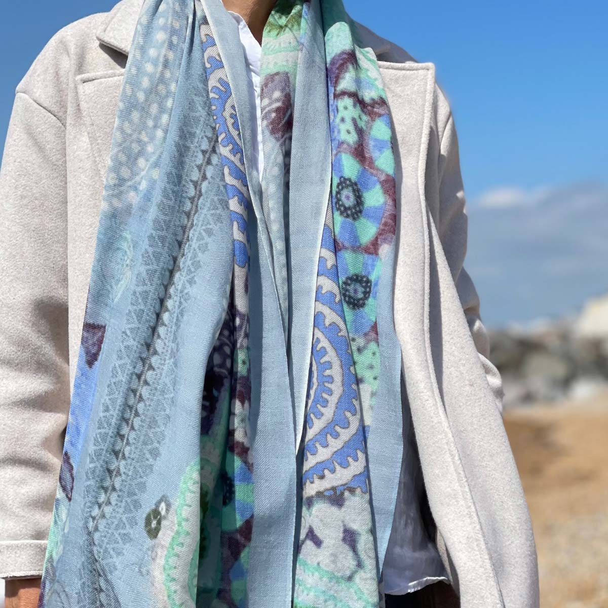 Blue Havana Wool Scarf