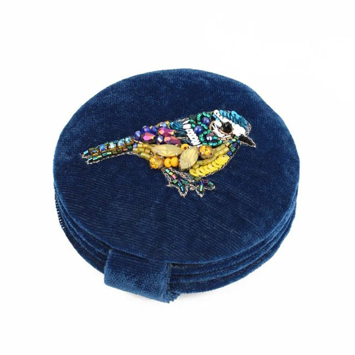 Blue Tit Velvet Compact Mirror