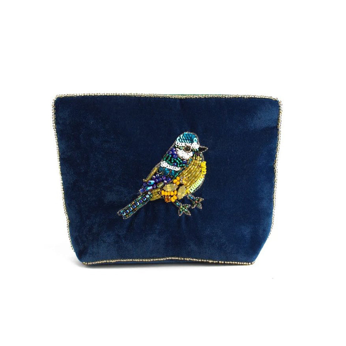 Blue Tit Velvet Compact Mirror