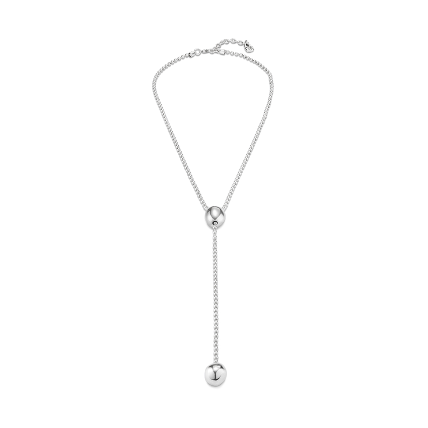 Silver Sphere Lariat Necklace