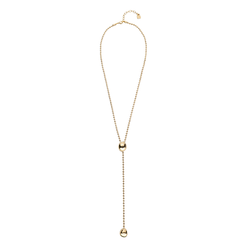 18K Gold Sphere Lariat Necklace