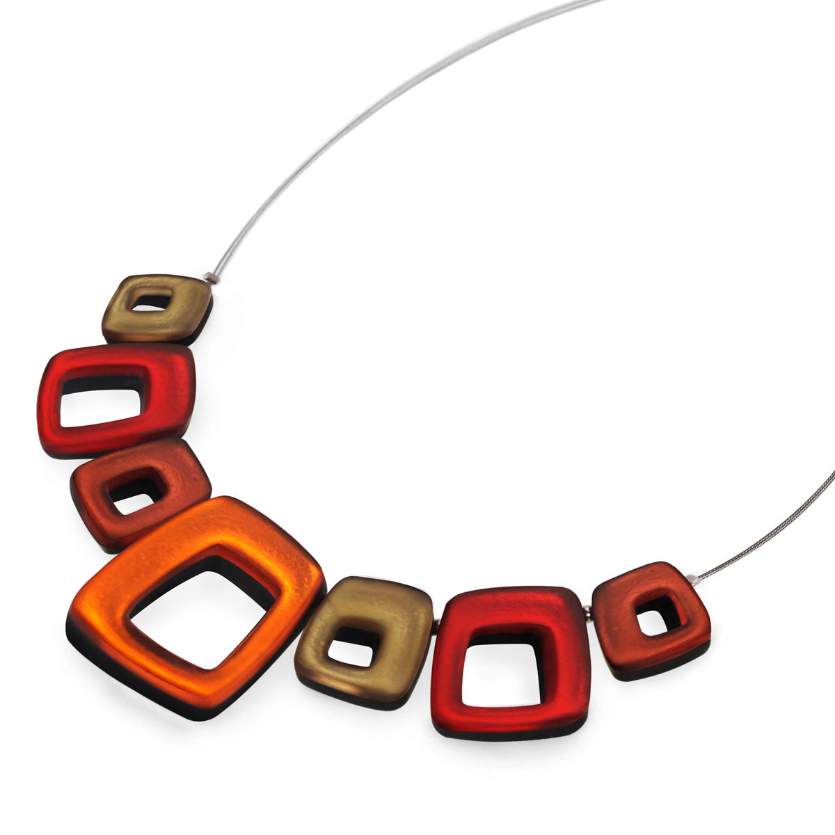 Chilli Hollow Squares Matte Necklace