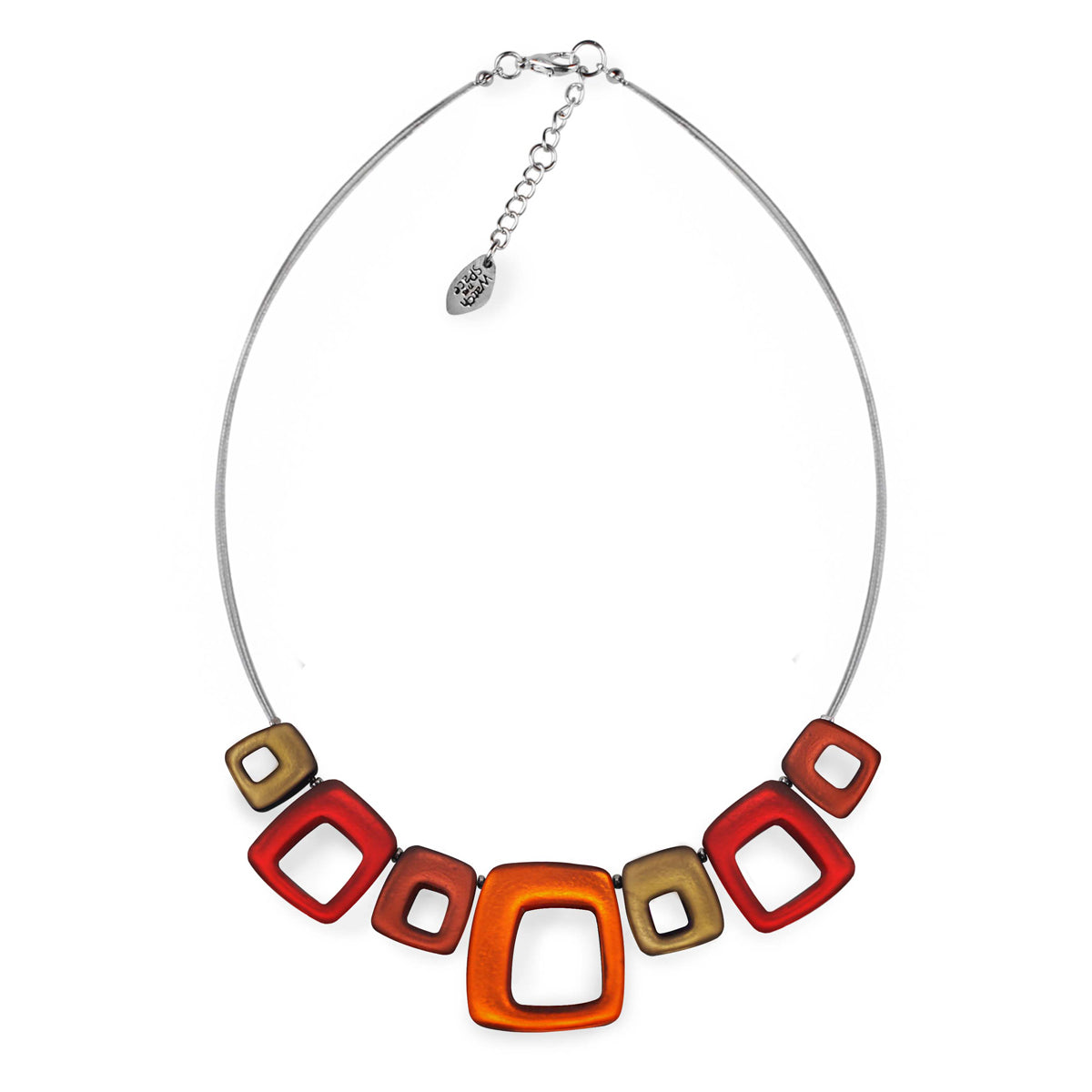 Chilli Hollow Squares Matte Necklace