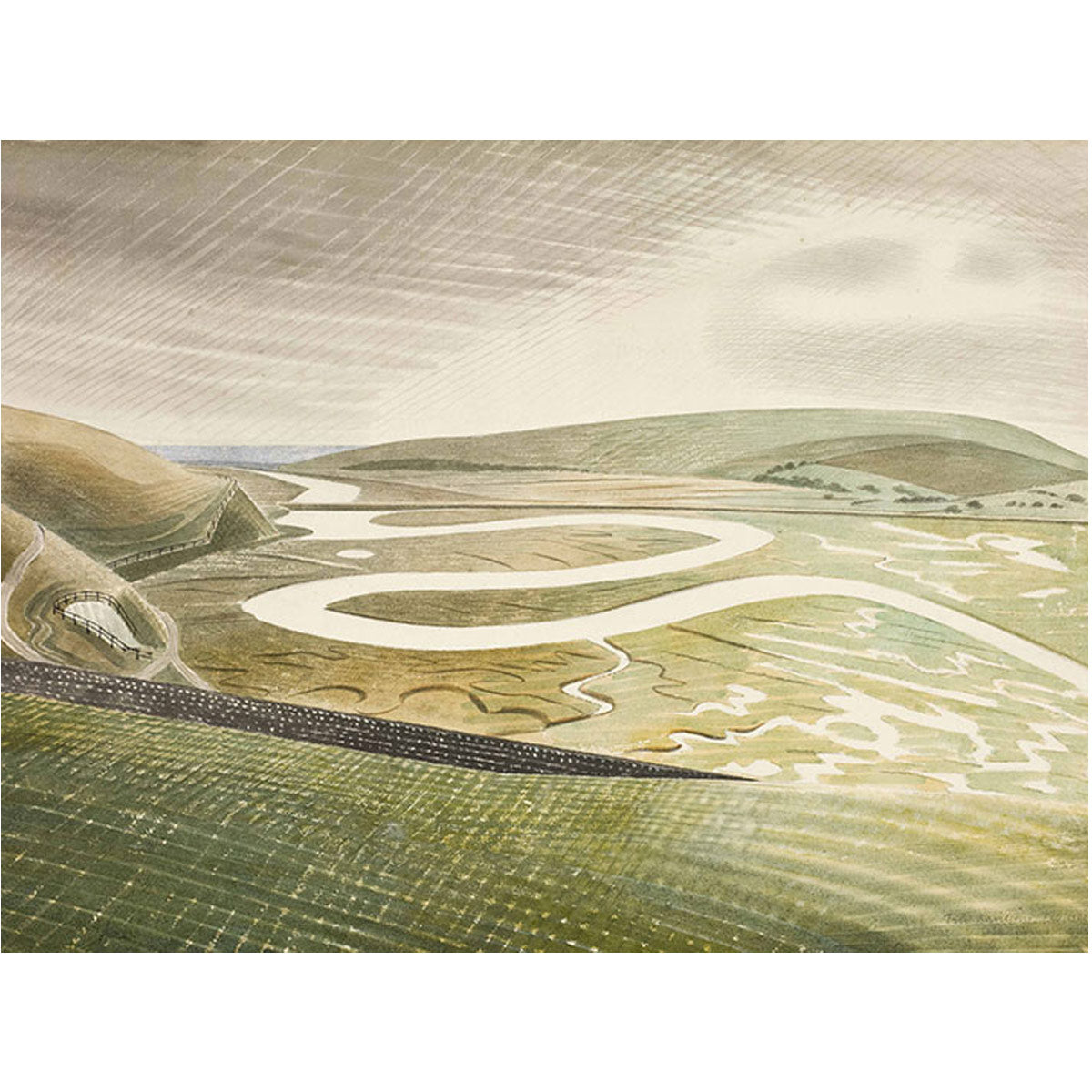 Cuckmere Haven Greetings Card by Eric Ravilious