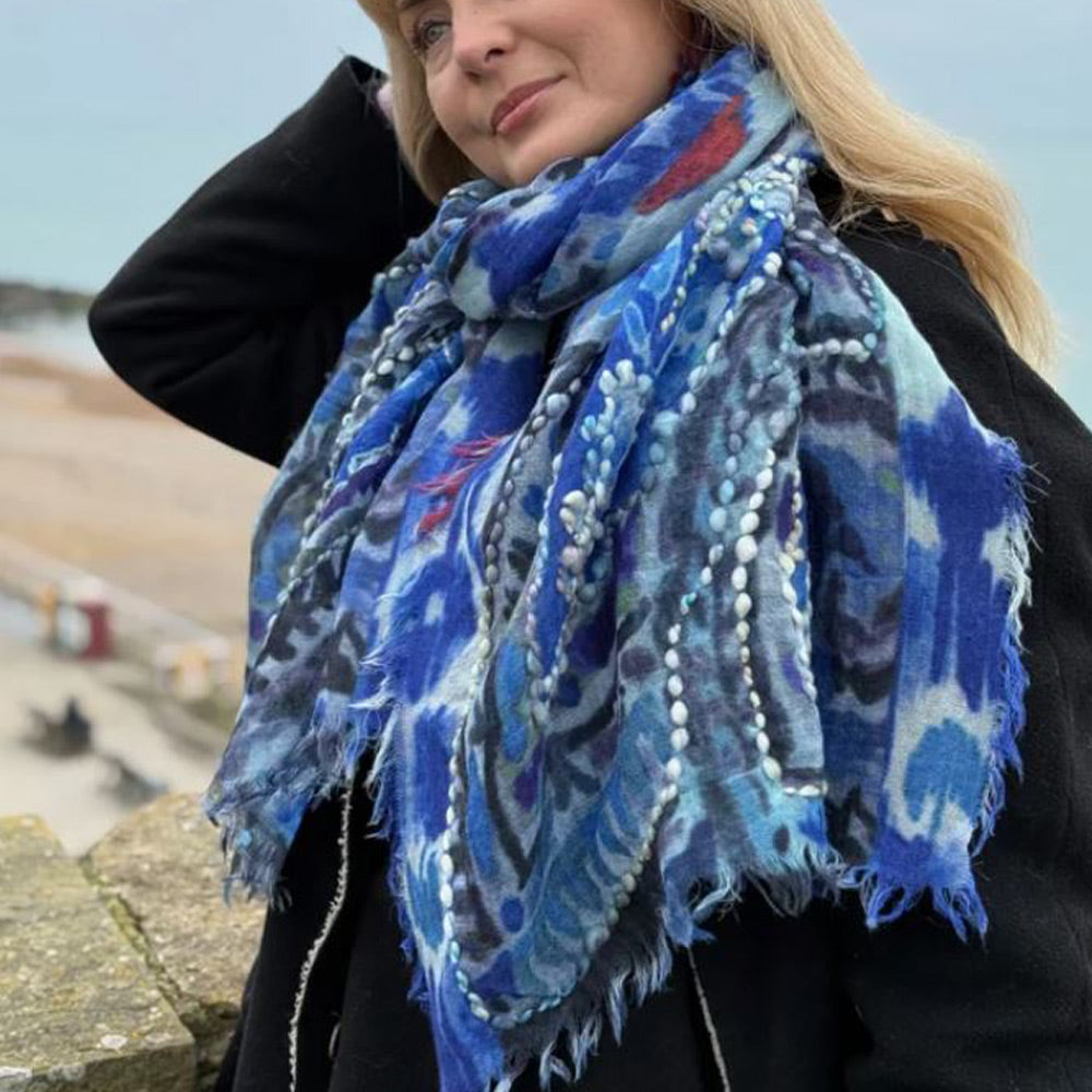 Forever Blue Wool Scarf