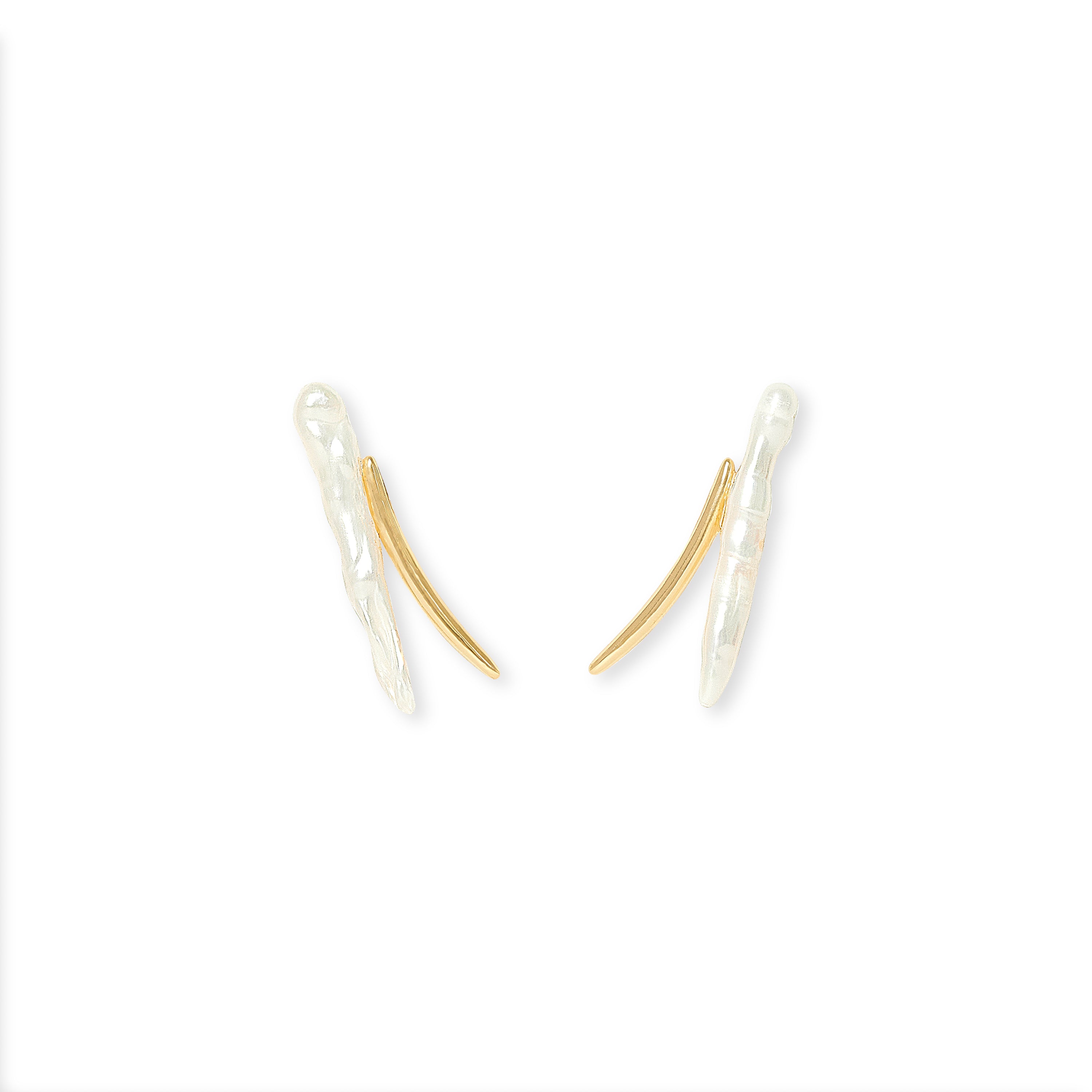 Stick Pearl and Gold Earrings