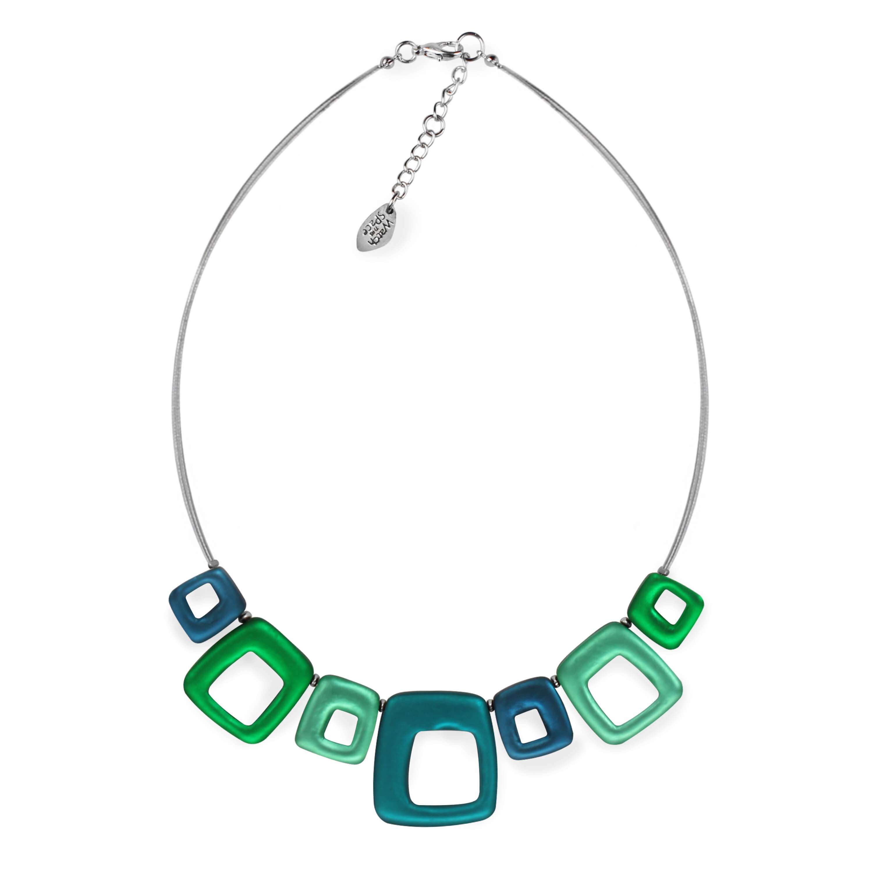 Verdigris Necklace Hollow Square Necklace