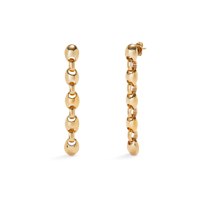 18K Gold Nugget Link Earrings