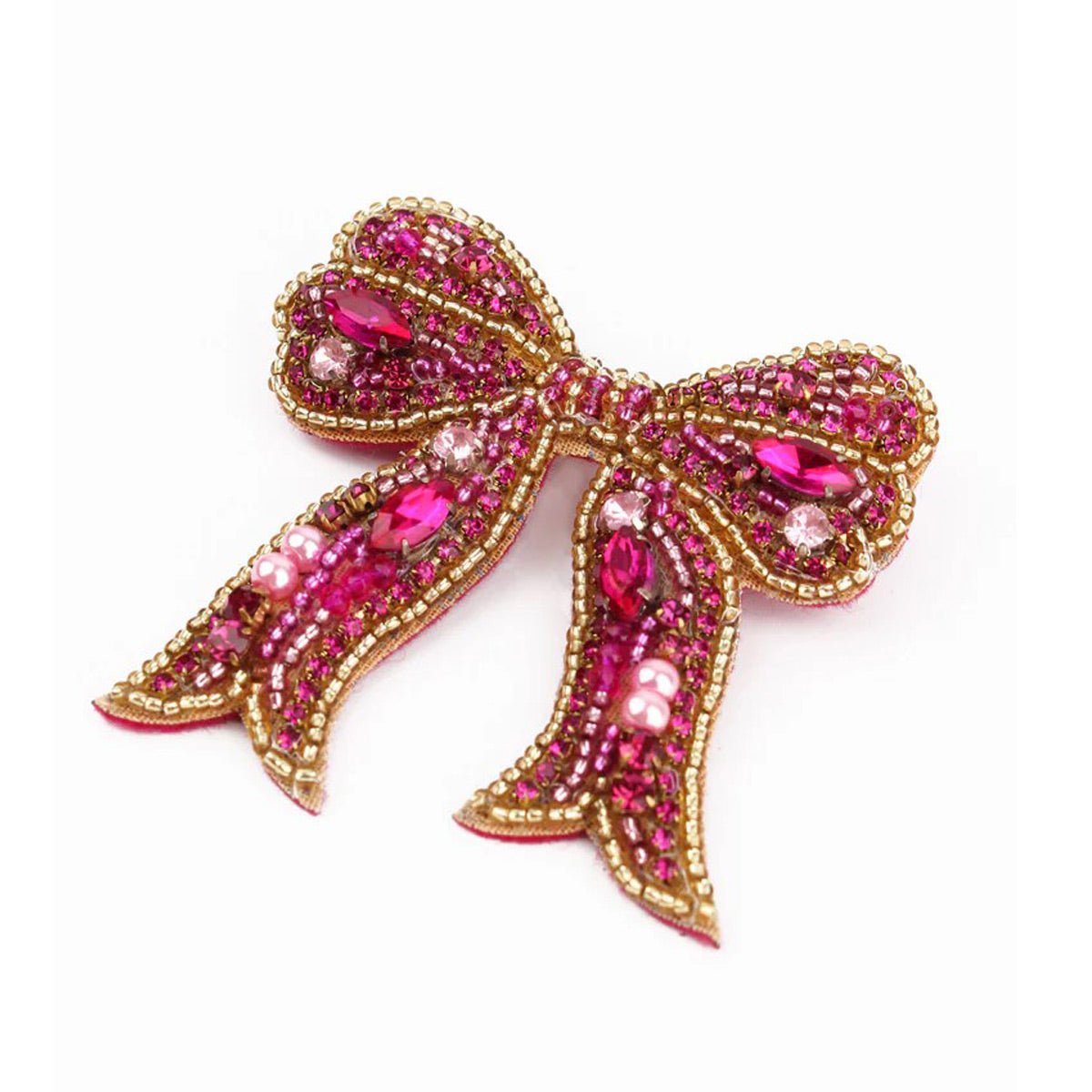 Sparkling Pink Bow Brooch