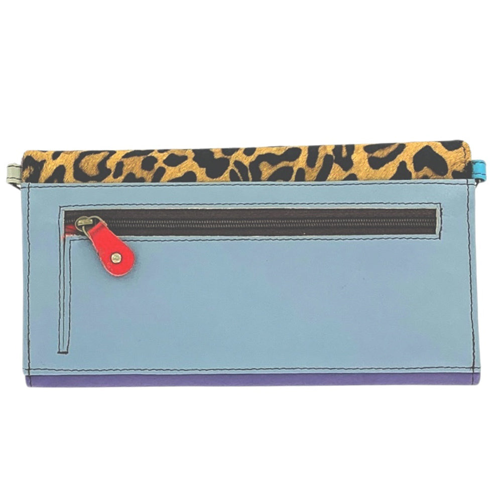 Lilac & Animal Print Leather Wallet Clutch