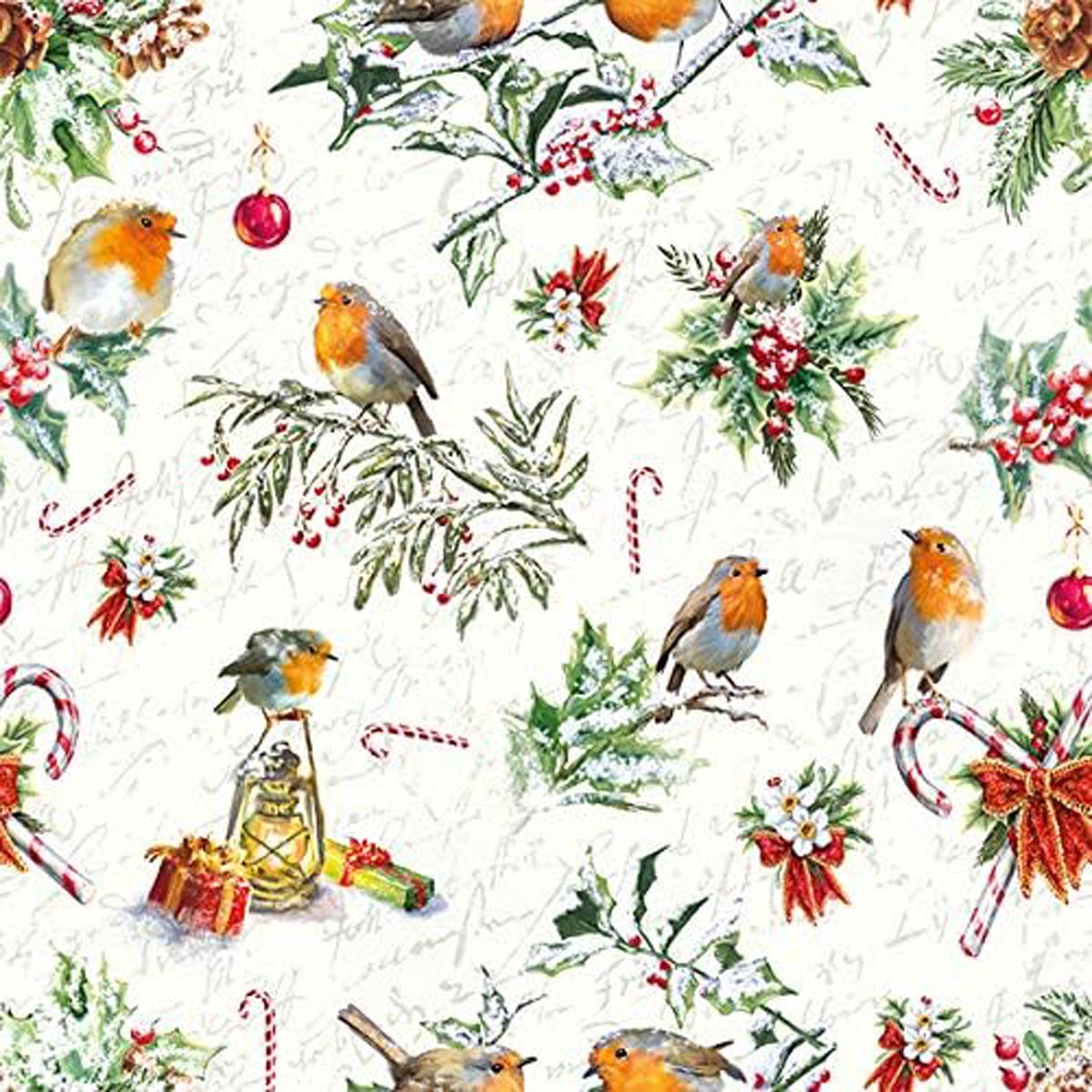 Ornament Robins Christmas Napkins