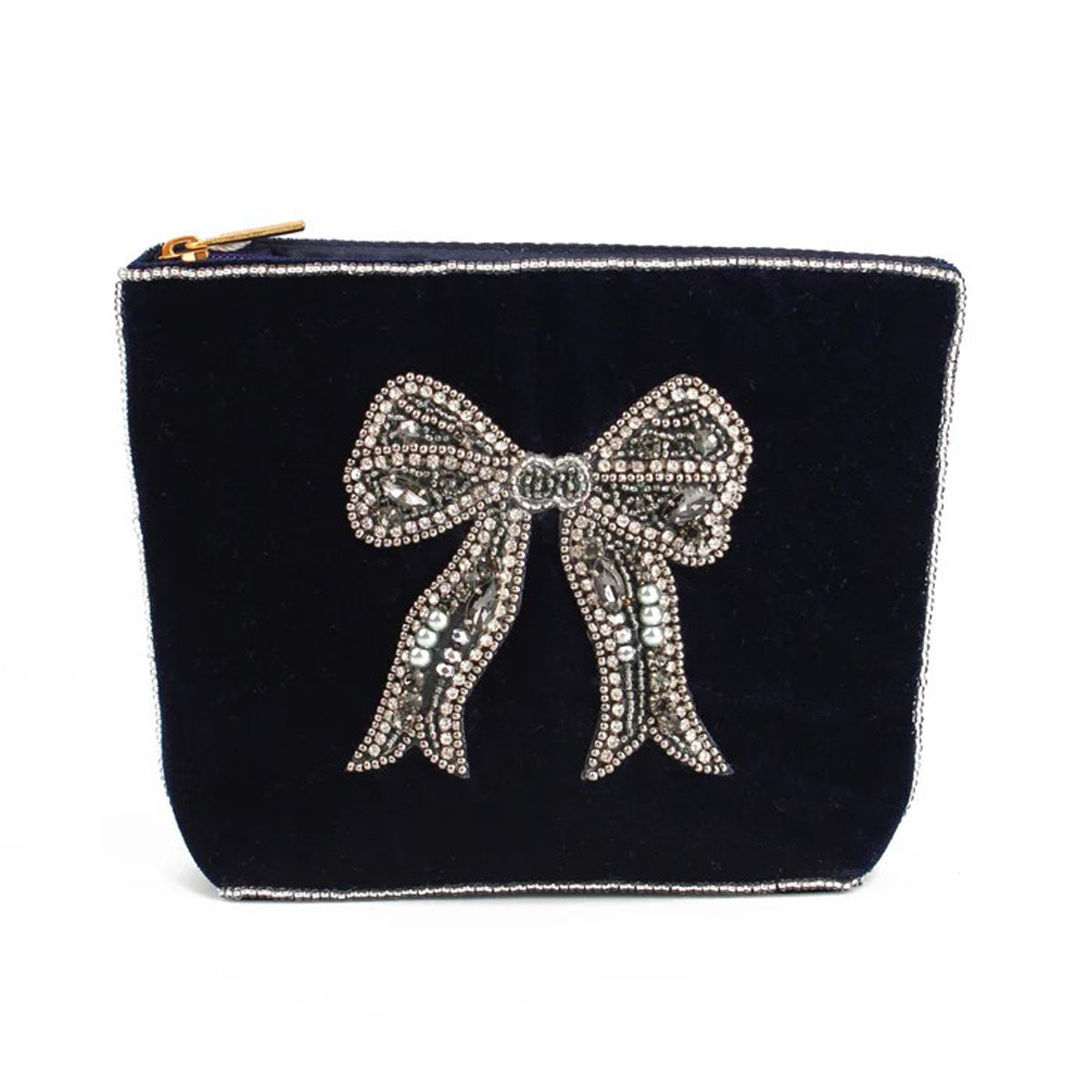 Silver Bow Velvet Purse