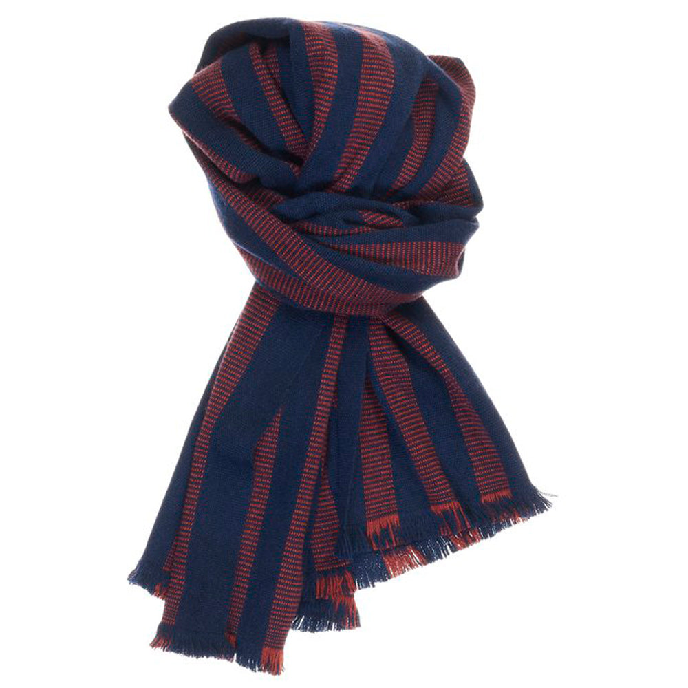 Navy & Chestnut Tember Cashmere Scarf