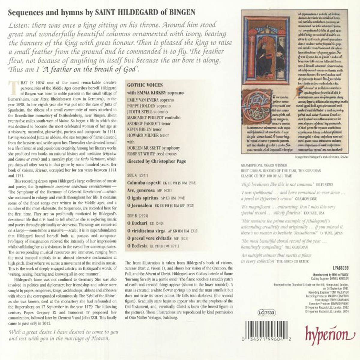 'A feather on the breath of God' Saint Hildegard of Bingen (Vinyl)
Rich text editor
De