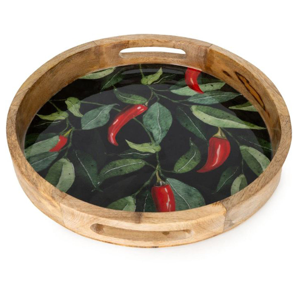 Chilli Mango Wood Round Tray