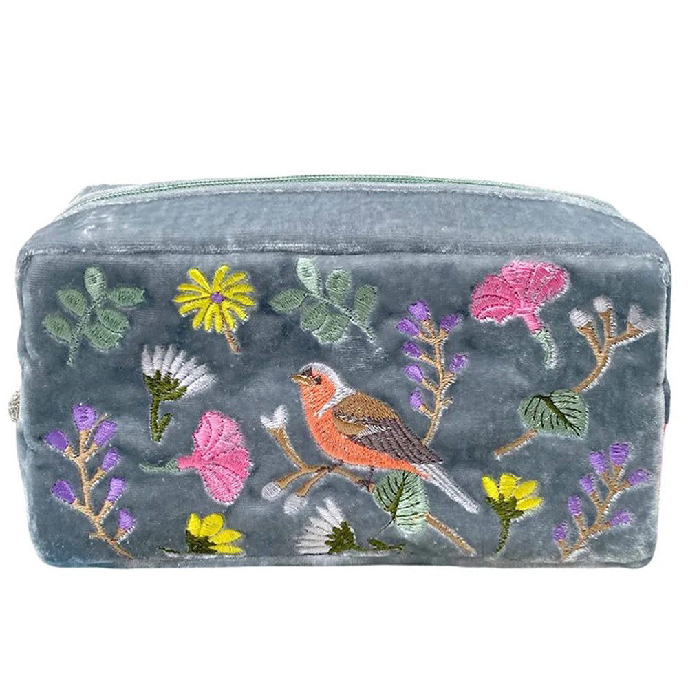 Finch & Flower Velvet Cosmetic Bag