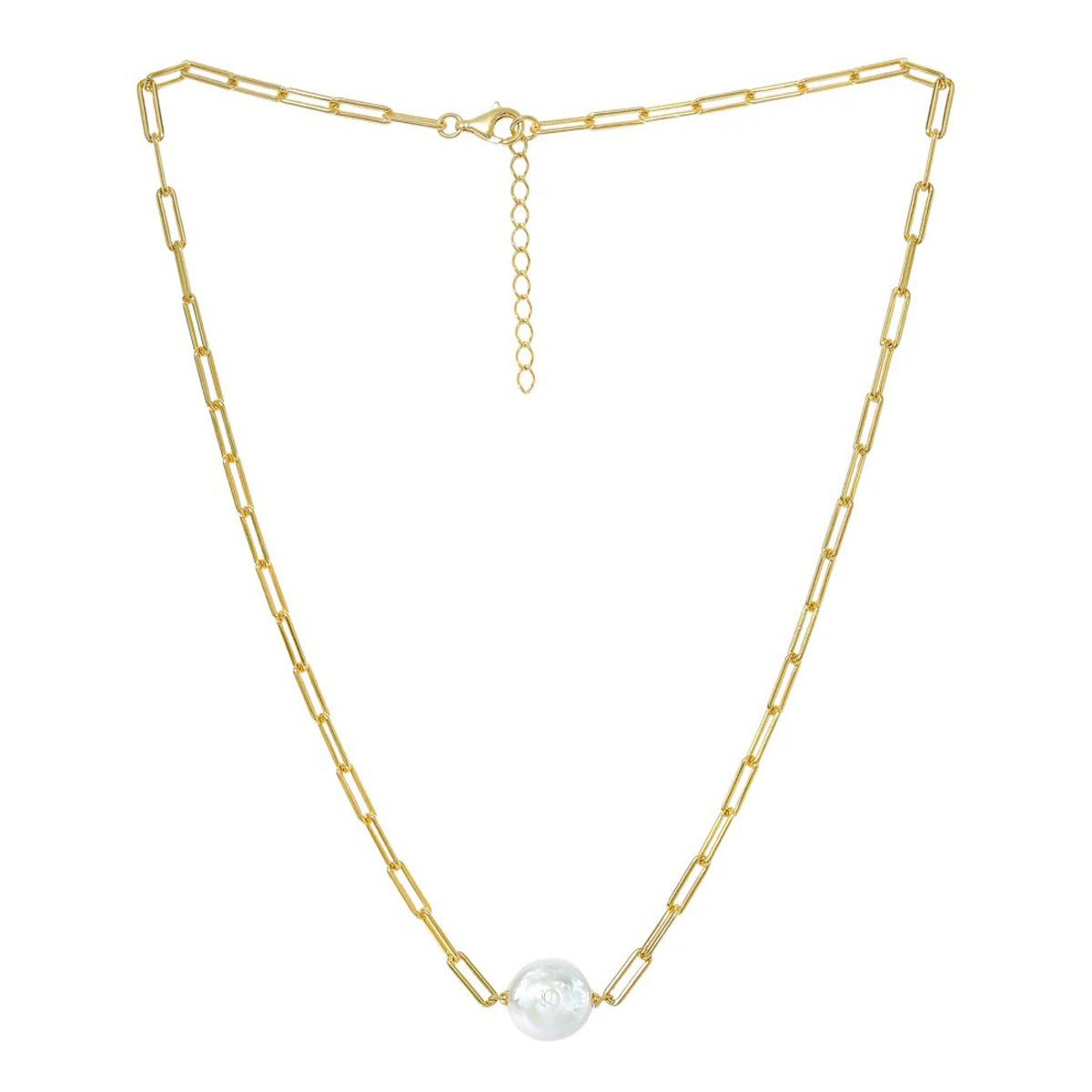 Credo Gold Link Chain & Cultured Freshwater Coin Pearl Necklace