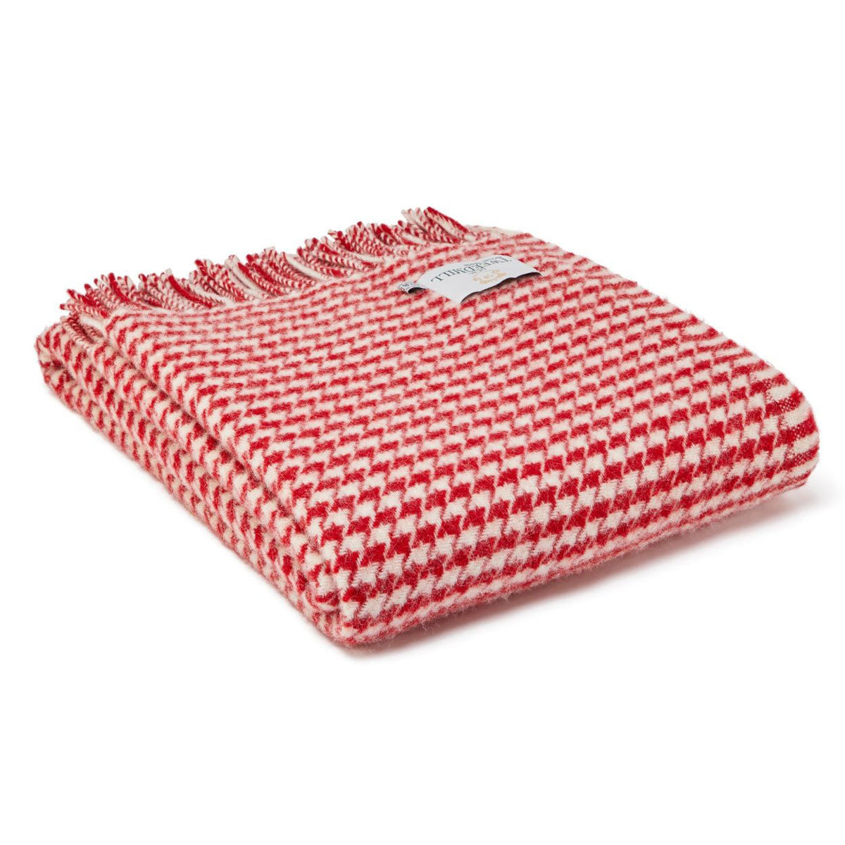 Red Houndstooth Pure New Wool Throw 