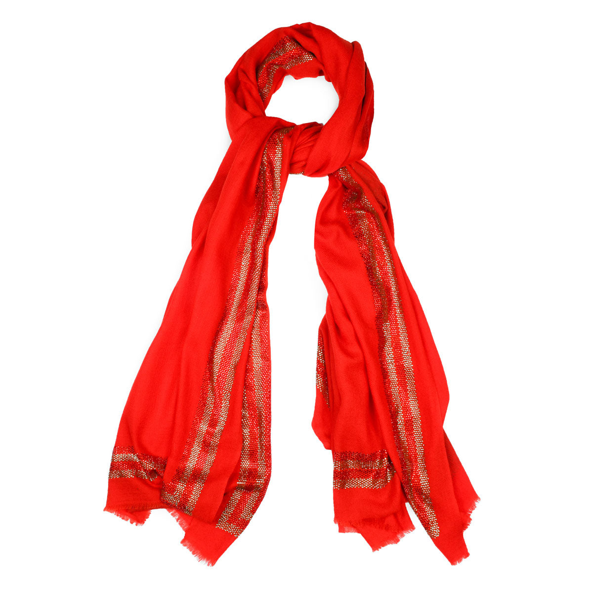 Scarlet Cashmere Pashmina & Silver Swarovski Wrap