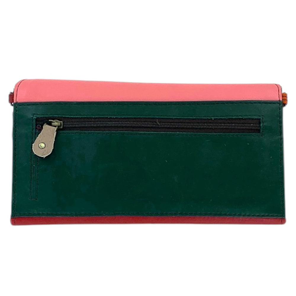 Rose & Red Leather Wallet Clutch