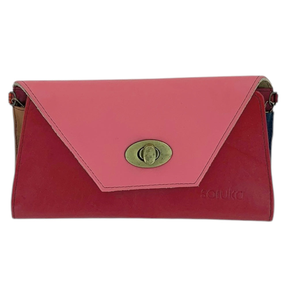 Rose & Red Leather Wallet Clutch