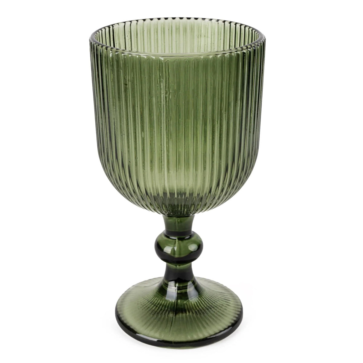 Green Ridged Red Wine Glass