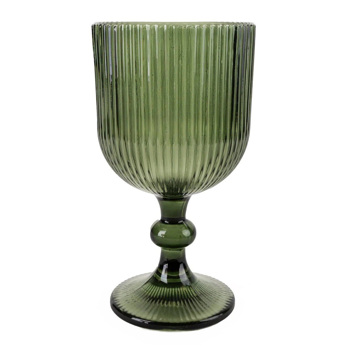 Green Ridged Red Wine Glass