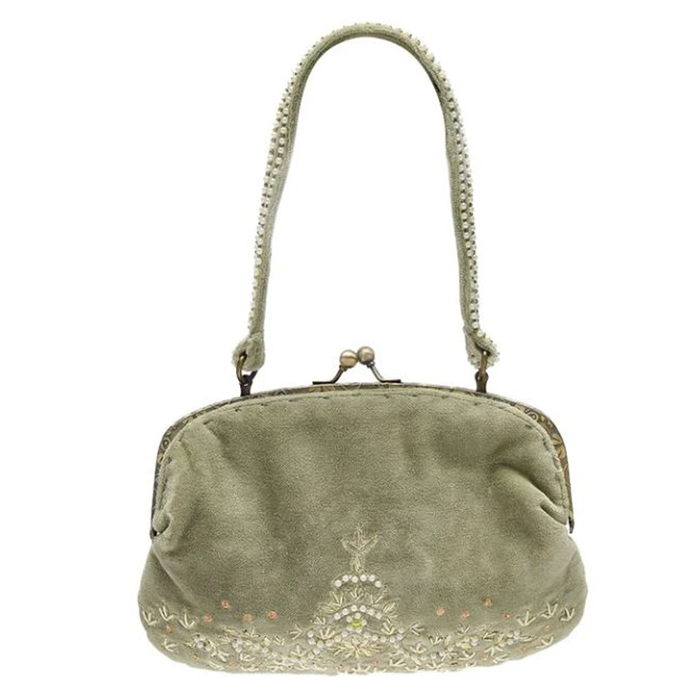 Vintage Green Beaded Velvet Bag