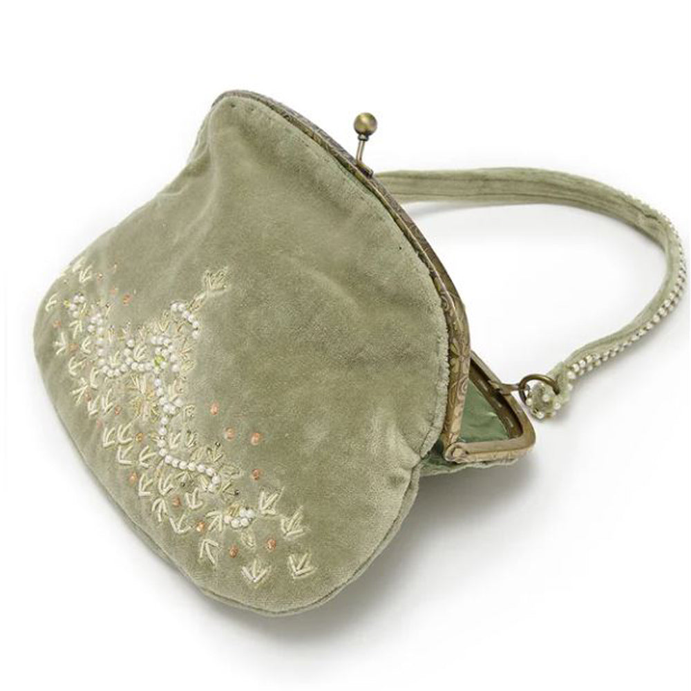 Vintage Green Beaded Velvet Bag