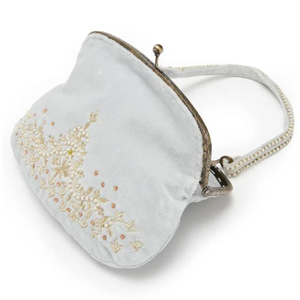 Vintage Light Grey Beaded Bag