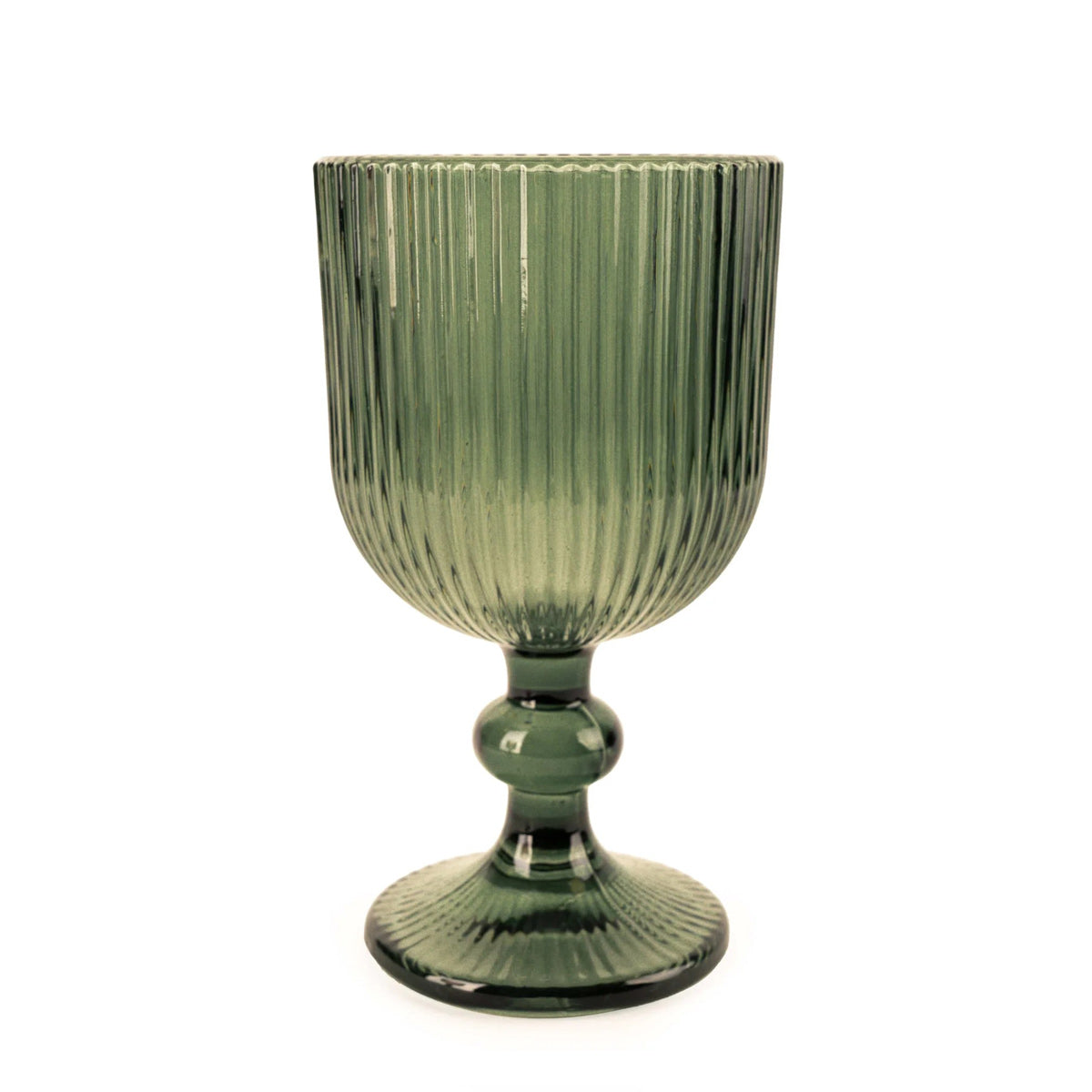 Green Ridged White Wine Glass