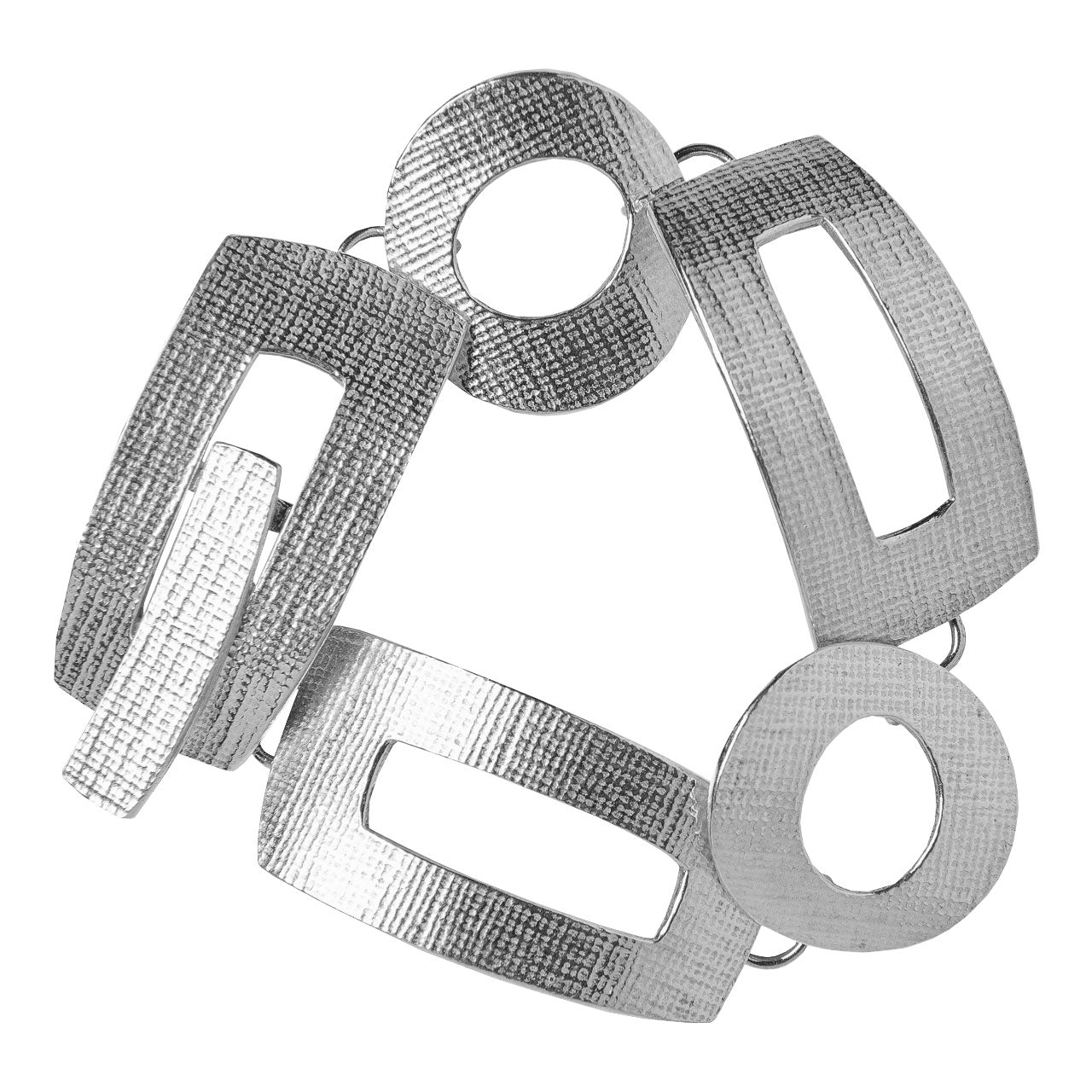 Woven Silver Large Mixed Shapes Bracelet